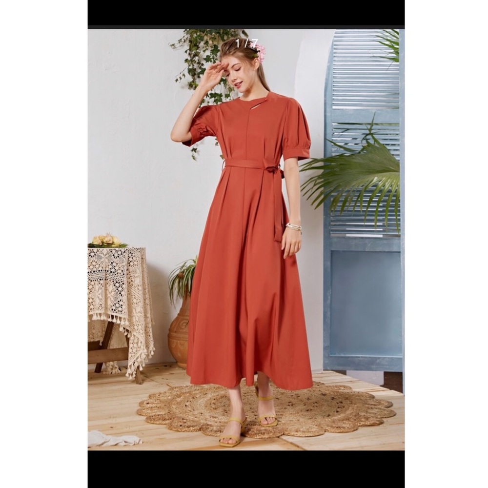 SHEIN | Burnt Orange Midi Dress Size L GUC